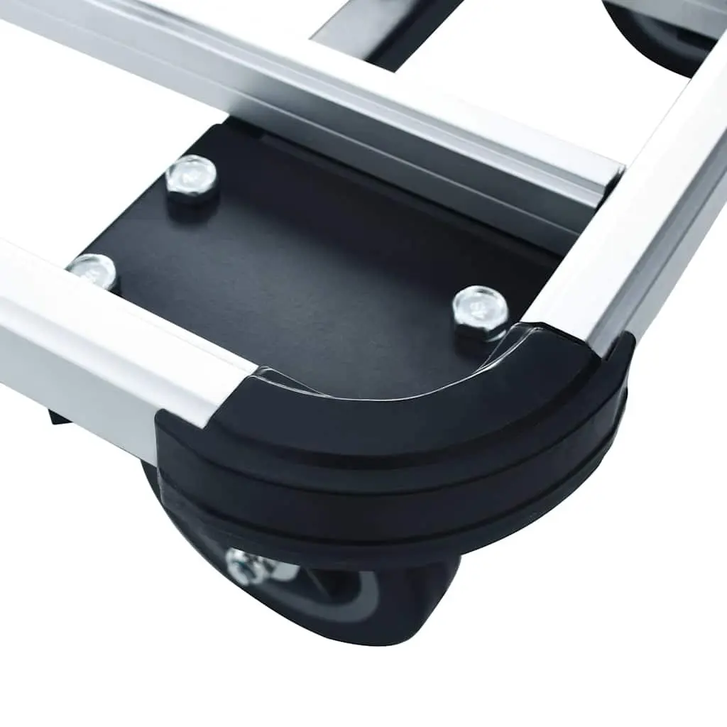 Foldable Transport Trolley Silver Adjustable Handle 150kg Capacity