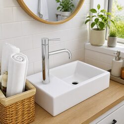 Bathroom Wash Basin 400x220x90mm Drop-In Above Counter Sink White