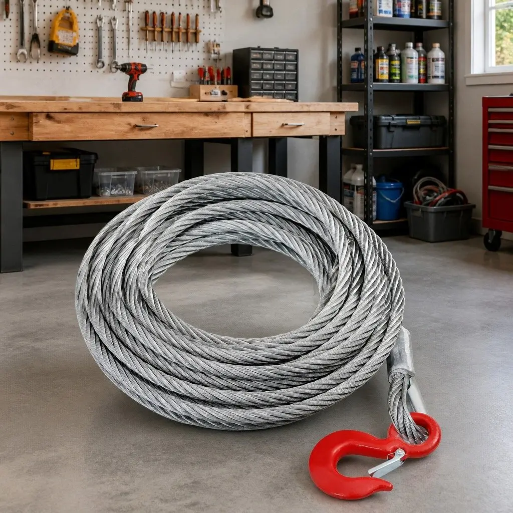 Wire Rope Cable Galvanised 20 m 3200 kg Suitable for Hoisting Binding Tasks