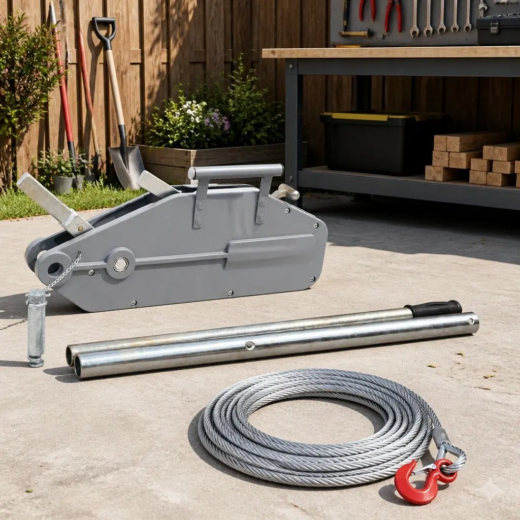 Wire Rope Hoist Winch Aluminium 20 m Manual Pulling Traction Tool 1600 kg Load Capacity
