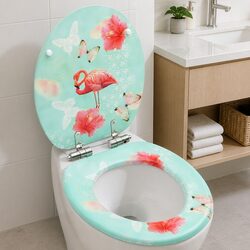 Flamingo Toilet Seat with Soft Close for Peaceful Use