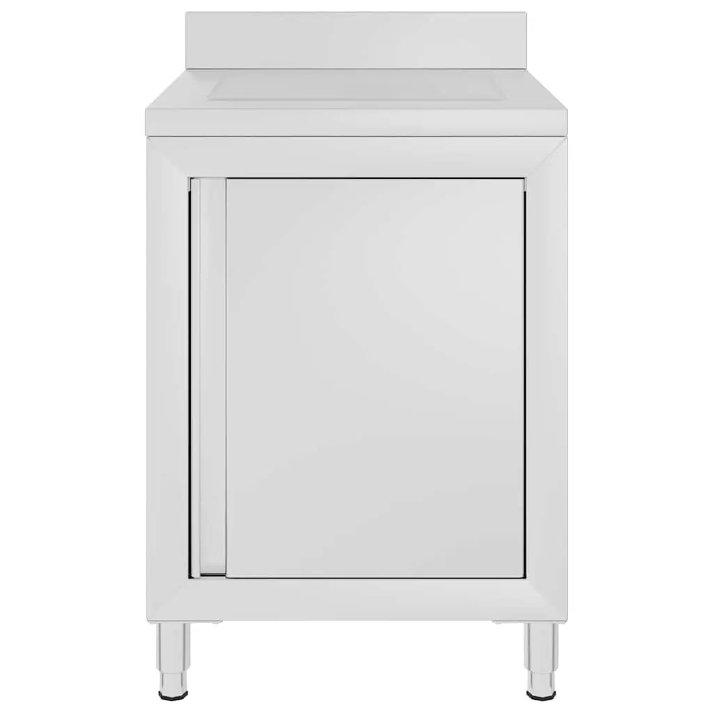 Commercial Kitchen Cabinet Stainless Steel 60x60x96cm Drainboard Top