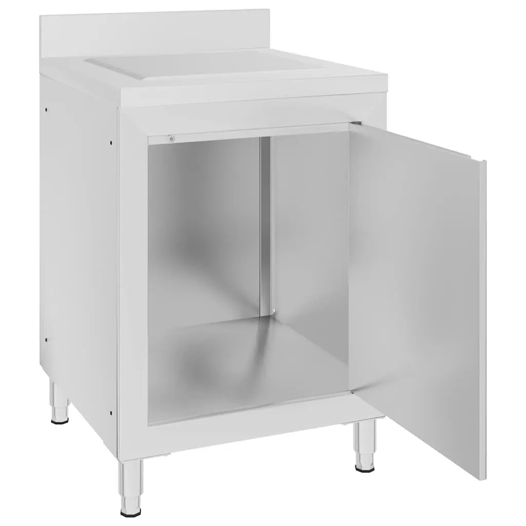 Commercial Kitchen Cabinet Stainless Steel 60x60x96cm Drainboard Top
