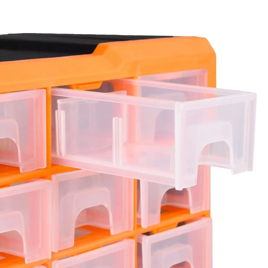 Multi-Drawer Organiser Orange 64 Drawers Impact-Resistant Plastic Tool Storage Box