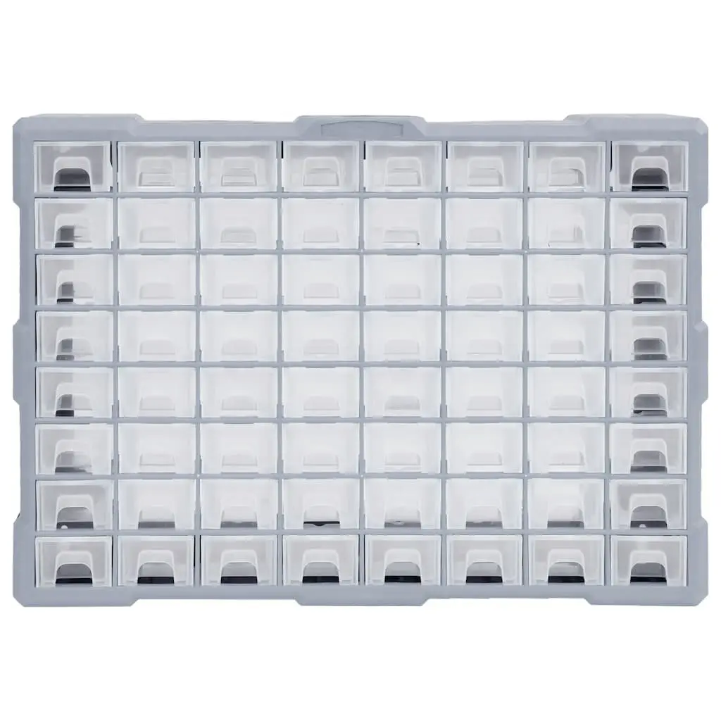 Tool Organiser Grey 52x16x37.5cm 64 Drawer Multi-Compartment Storage Box Cabinet