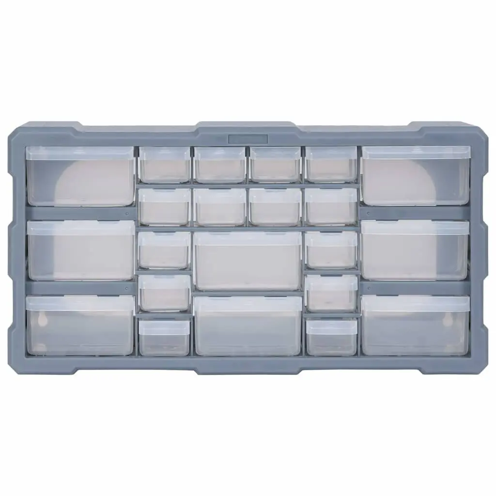 Multi-Drawer Tool Organiser Grey 22 Drawers Impact-Resistant Plastic Storage Box