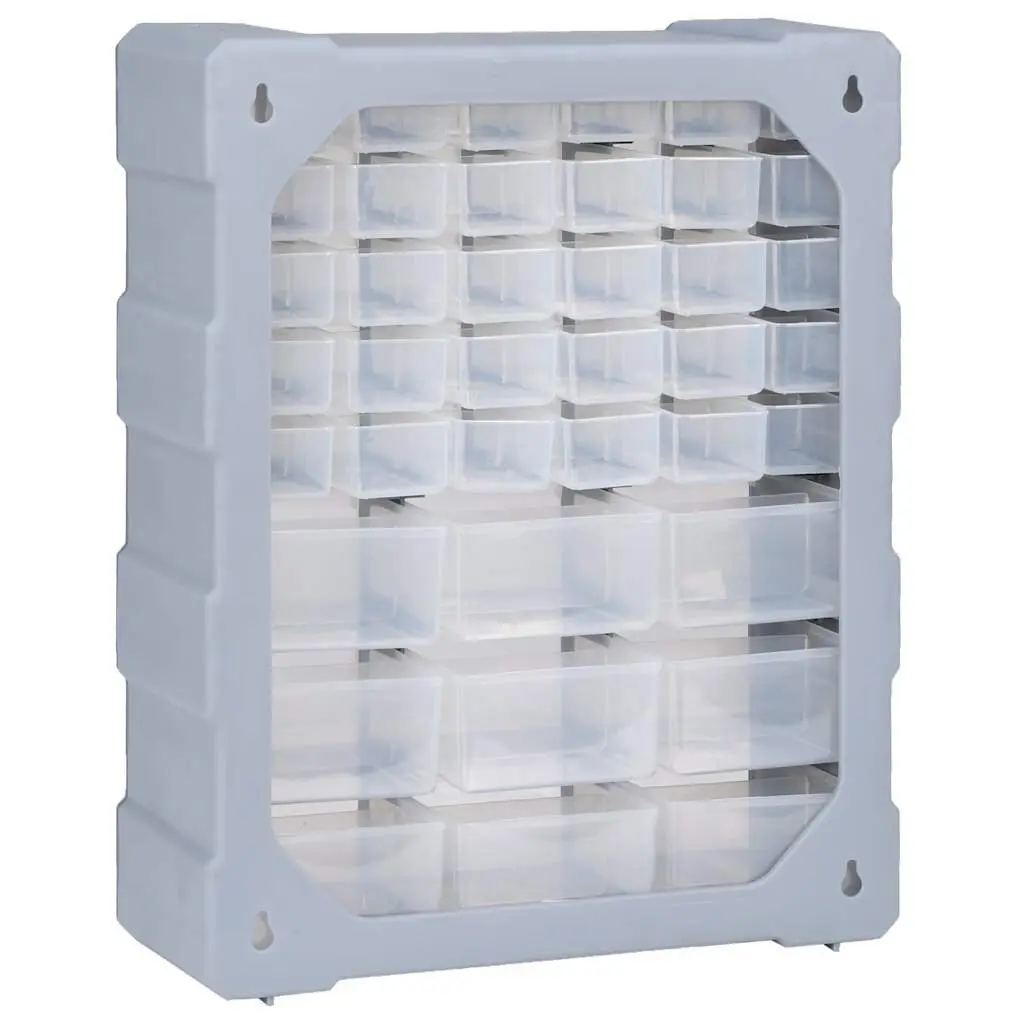 Multi-Drawer Organiser Tool Box Grey 39 Drawers Impact-Resistant Plastic Storage Cabinet