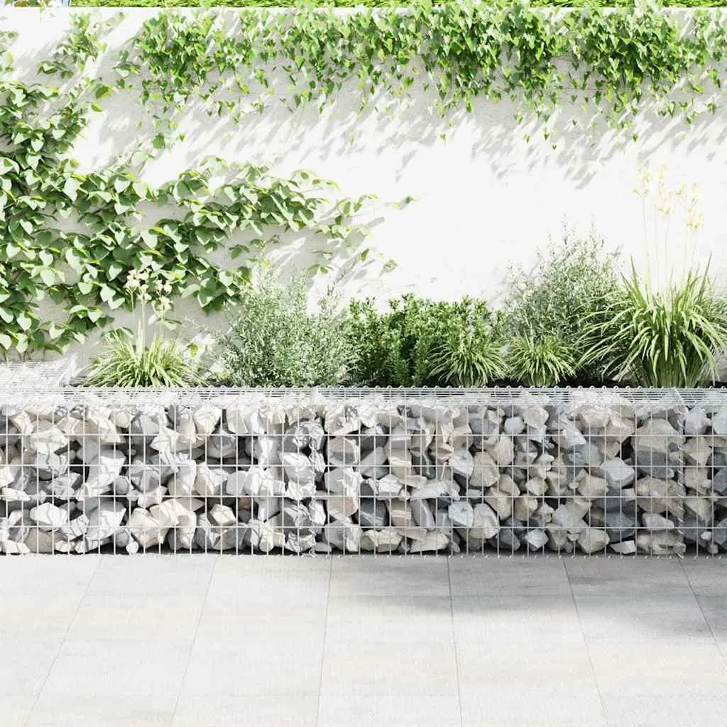 Gabion Wall Fence Panel Silver 900x30x50cm Galvanised Steel Retaining Barrier