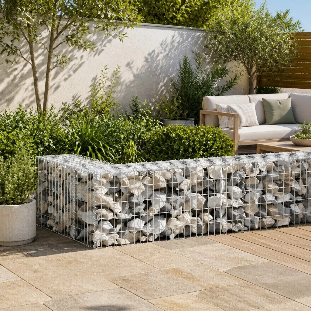 Gabion Wall Fence Panel Silver 300x30x50 cm Galvanised Steel Retaining Barrier