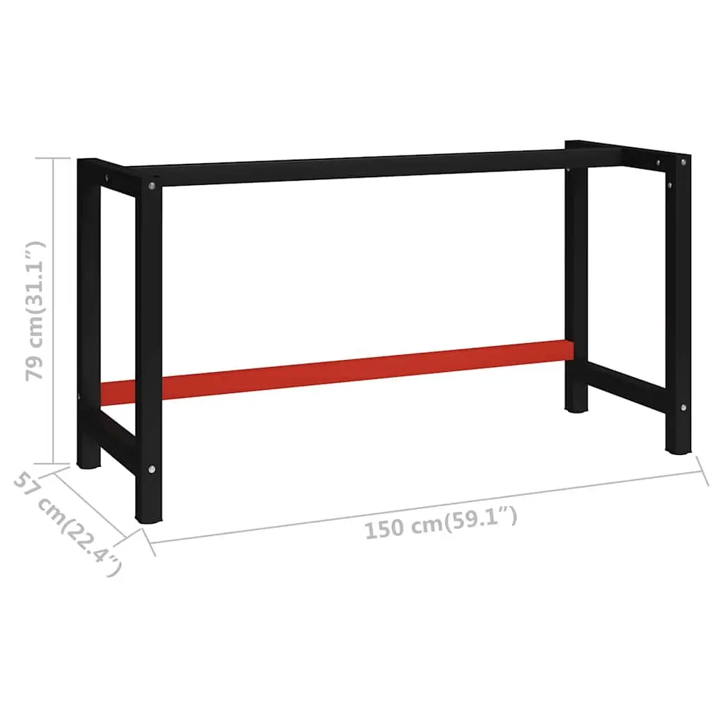 Metal Work Bench Frame Heavy Duty Table Legs Black Red Powder Coated Industrial
