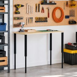 Adjustable Work Bench Frames 2 pcs Metal 55x(69-95.5) cm Black Workshop Garage