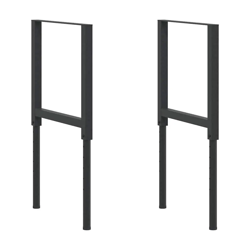 Adjustable Work Bench Frames Black 55x(69-95.5) cm Metal Sturdy Foundation for Workshop Garage