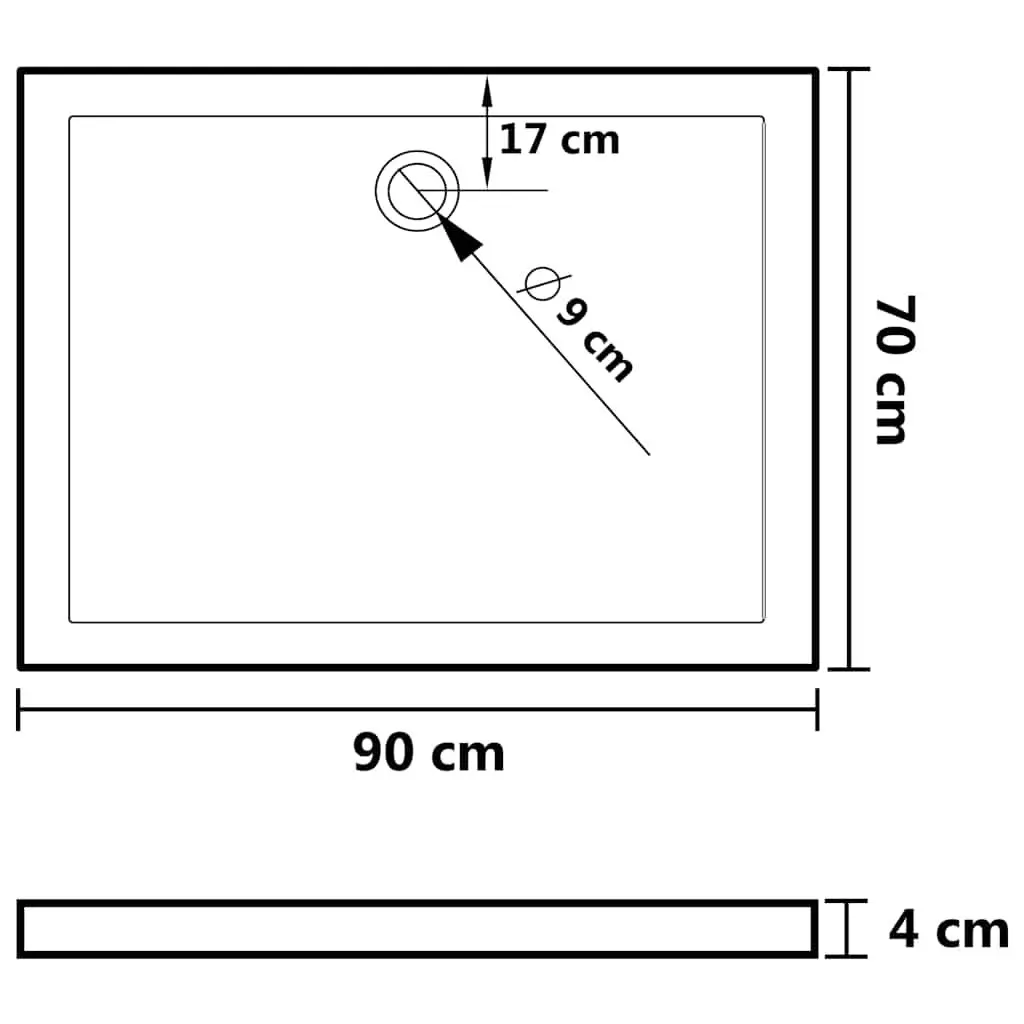 Rectangular Shower Base Tray 70x90 cm Low Threshold White Bathroom Fixture