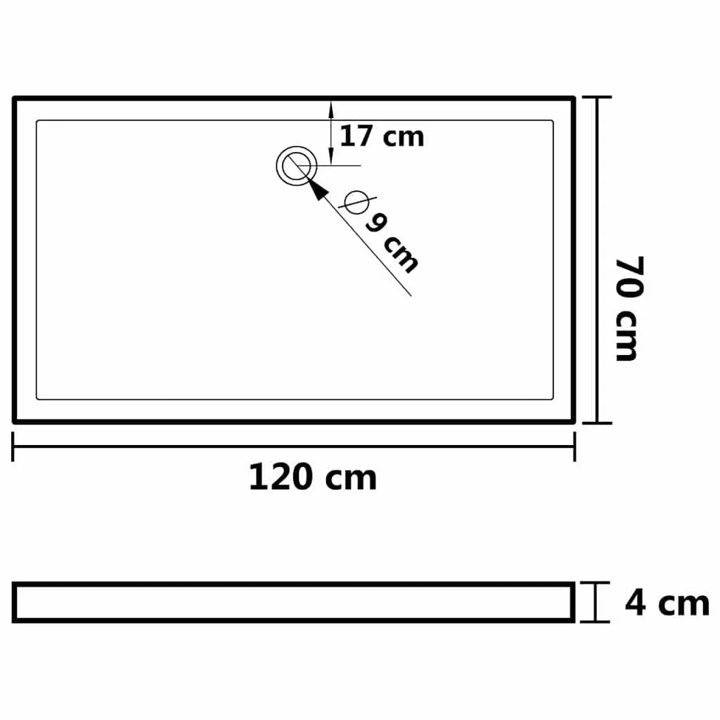 Rectangular Shower Base Tray White 70x120 cm Low Threshold Modern
