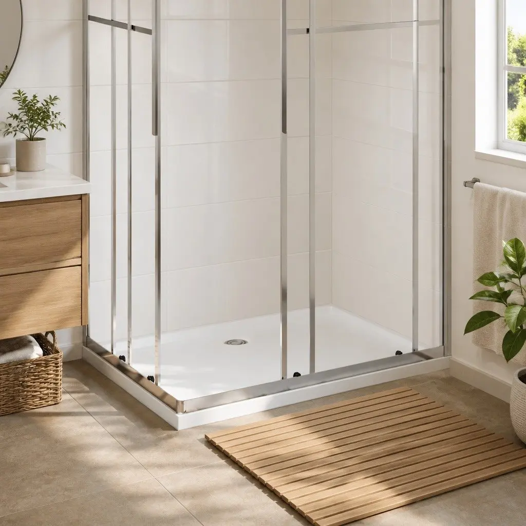 80x110 cm Shower Base Tray with Low Threshold, White
