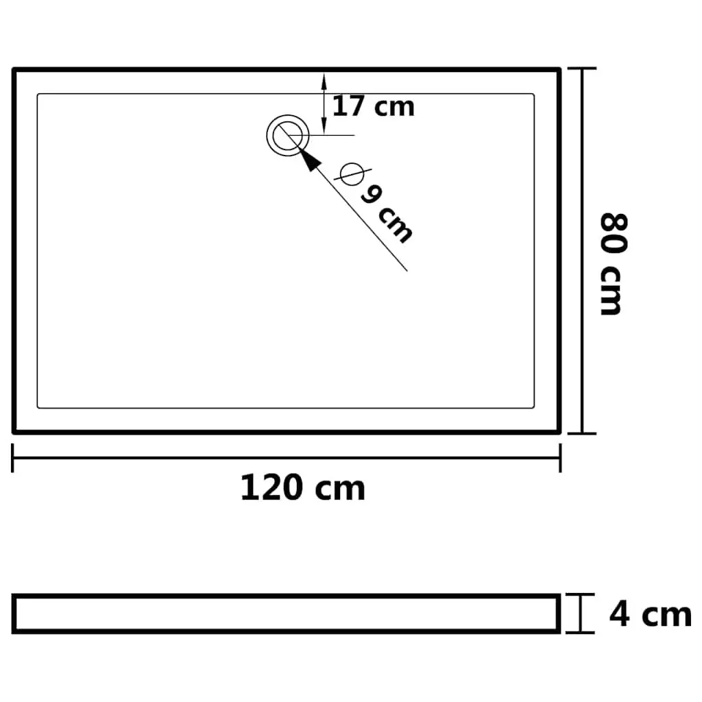 Rectangular Shower Base Tray White 80x120 cm Low Threshold Modern Bathroom