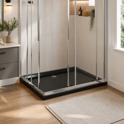 Rectangular Shower Base Tray Black 80x100cm Low Threshold Bathroom Fixture