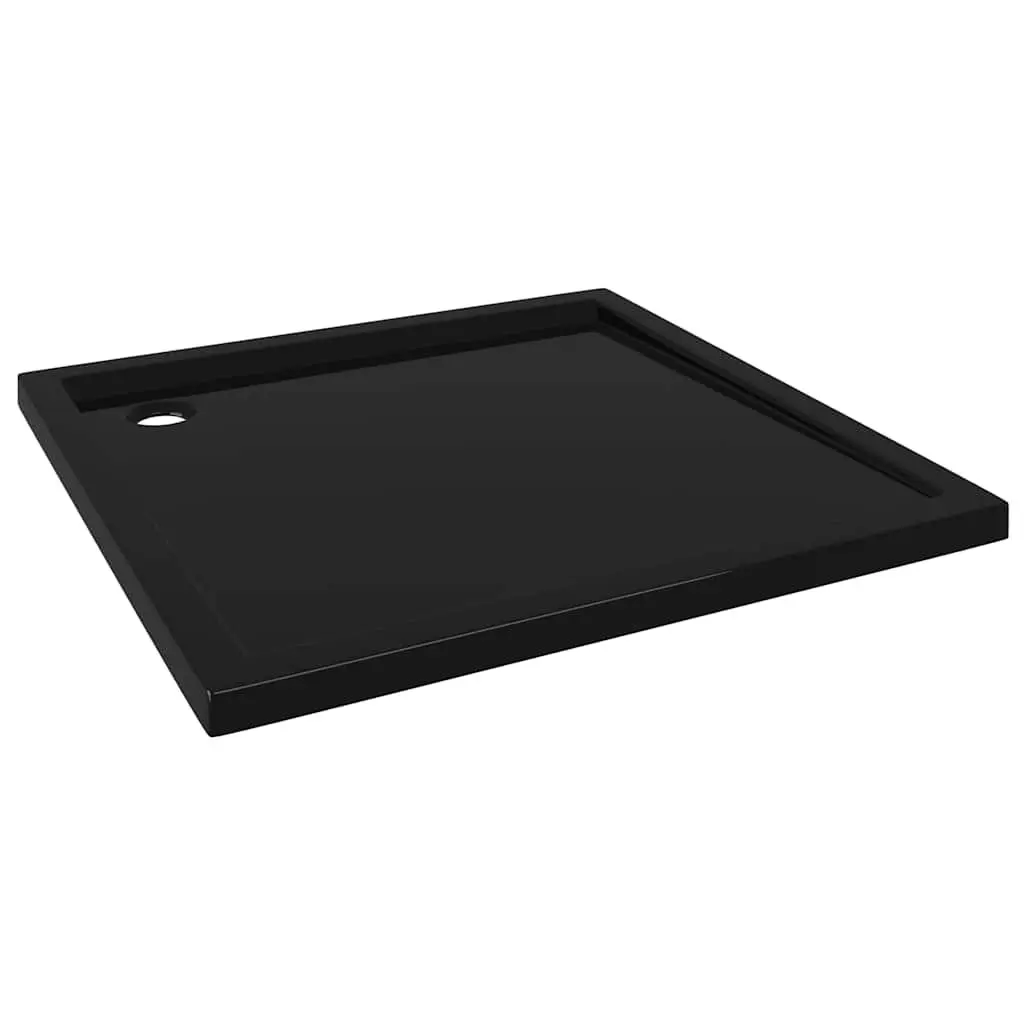 Square Shower Base Tray 90x90 cm Black ABS Low Threshold Modern Bathroom