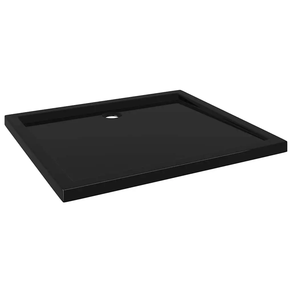 Rectangular Shower Base Tray Black 80x90 cm Low Threshold Modern Bathroom