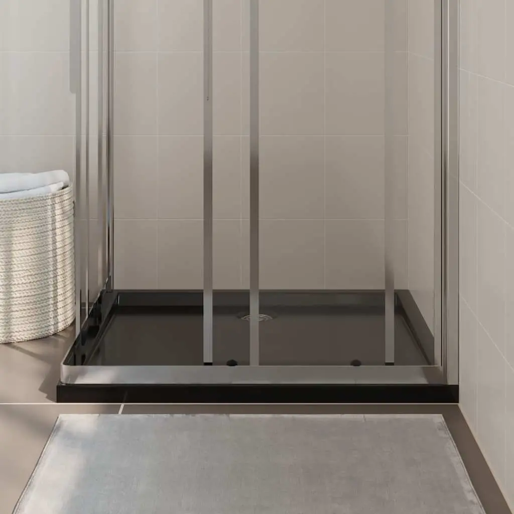 Rectangular Shower Base Tray Black 80x90 cm Low Threshold Modern Bathroom