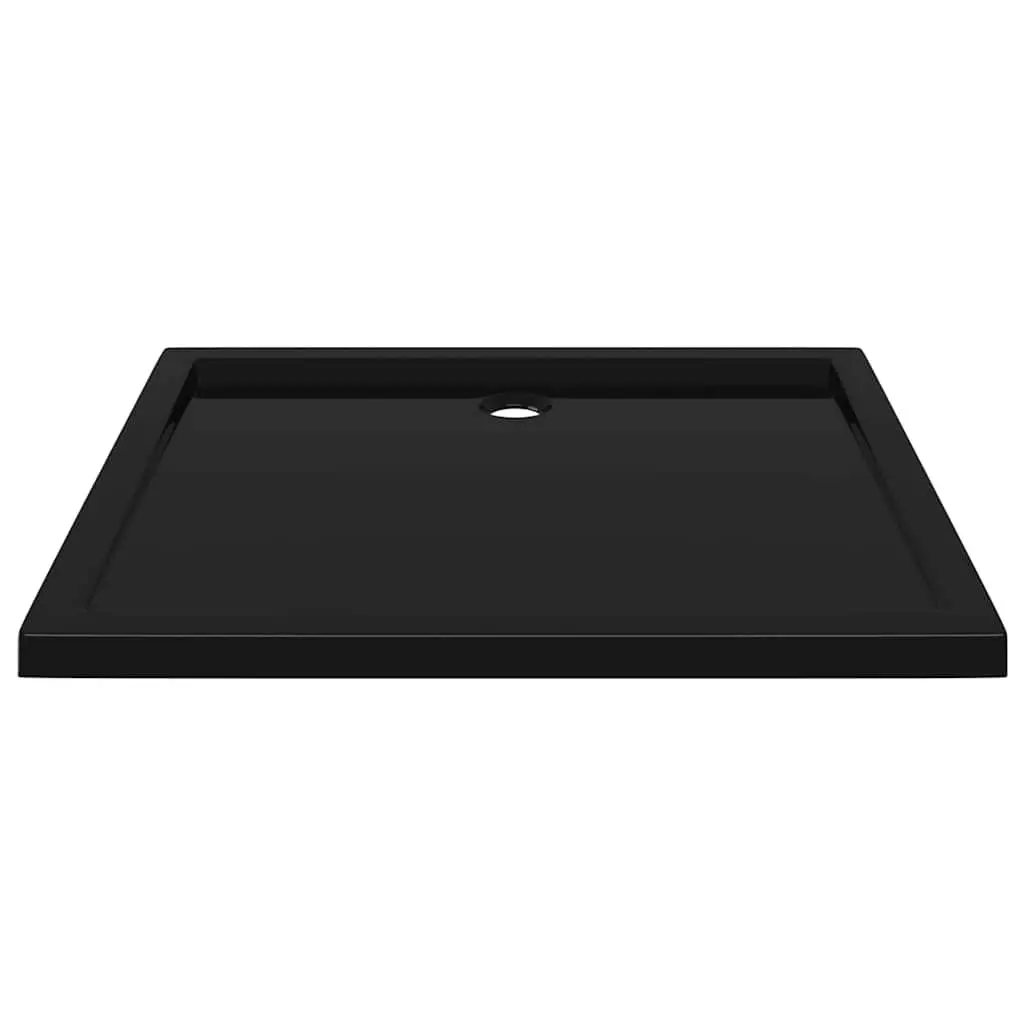 Rectangular Shower Base Tray Black 80x90 cm Low Threshold Modern Bathroom