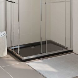 Concise Black Shower Base Tray: 80x120 cm, High Gloss