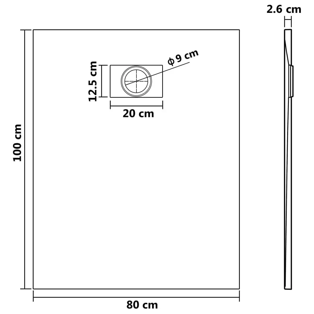 Shower Base Tray Grey 100x80 cm Low Profile Skid Resistant Slate Stone