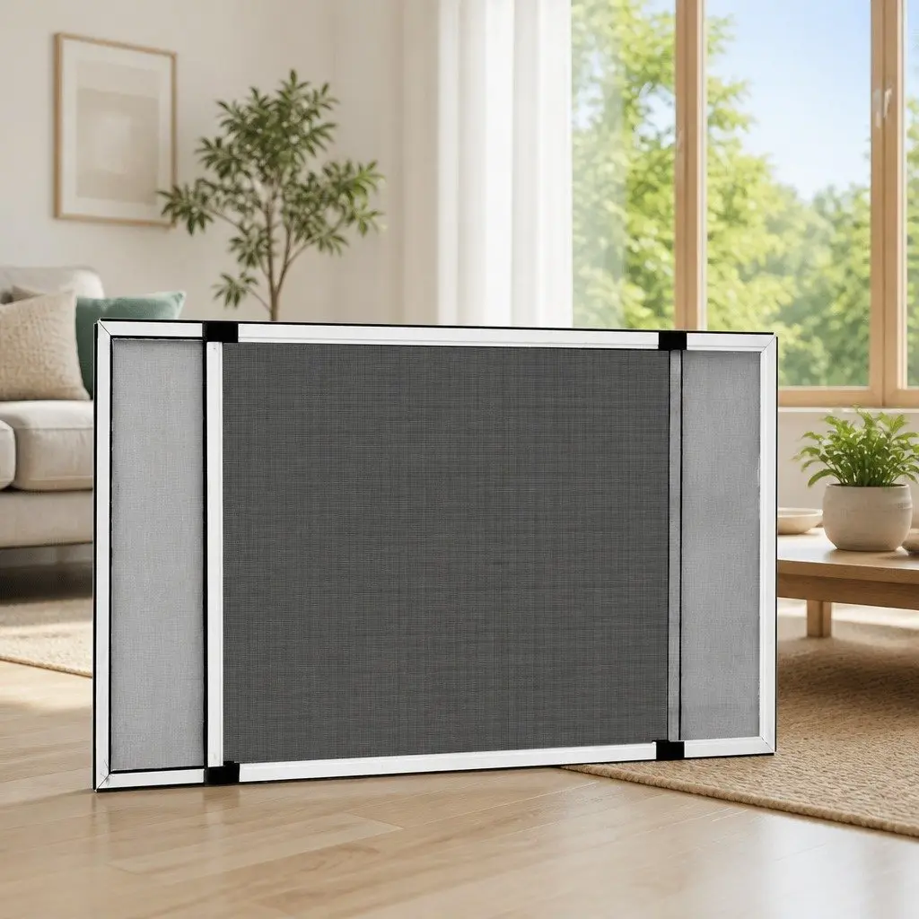 Insect Screen White Adjustable Frame Extendable 100-193cm Aluminium Fibreglass Mesh