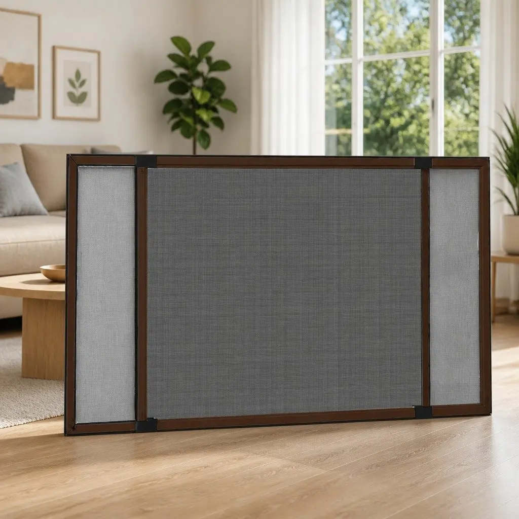 Extendable Window Insect Screen Brown Adjustable Fibreglass Mesh Fly Protection