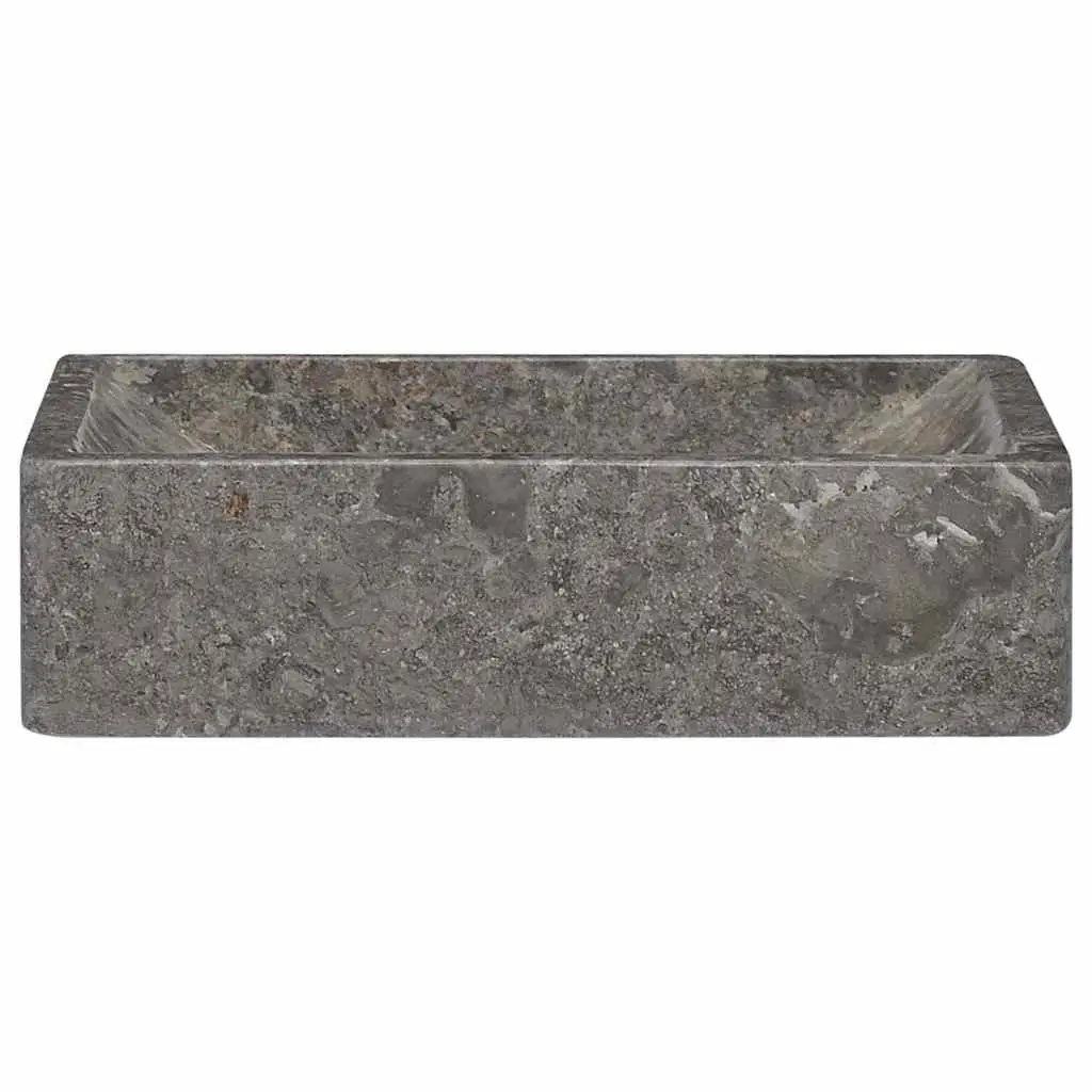 Bathroom Sink Grey 45x30x12cm High Gloss Marble Handmade Contemporary Fixture