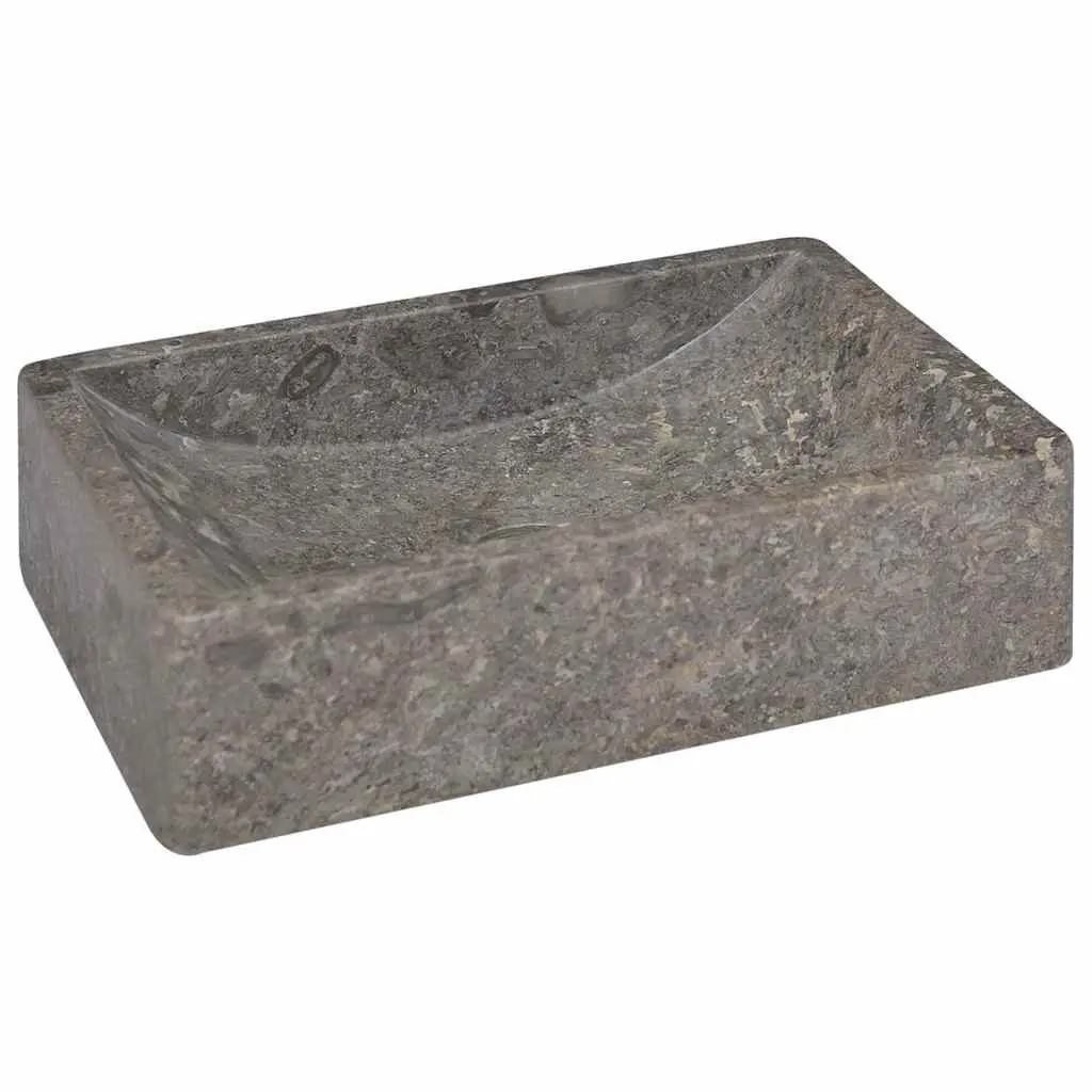 Bathroom Sink Grey 45x30x12cm High Gloss Marble Handmade Contemporary Fixture