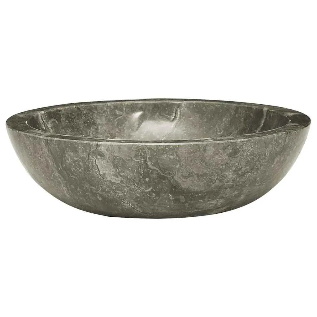 Bathroom Sink Grey Round 40cm Diameter Handmade Natural Stone