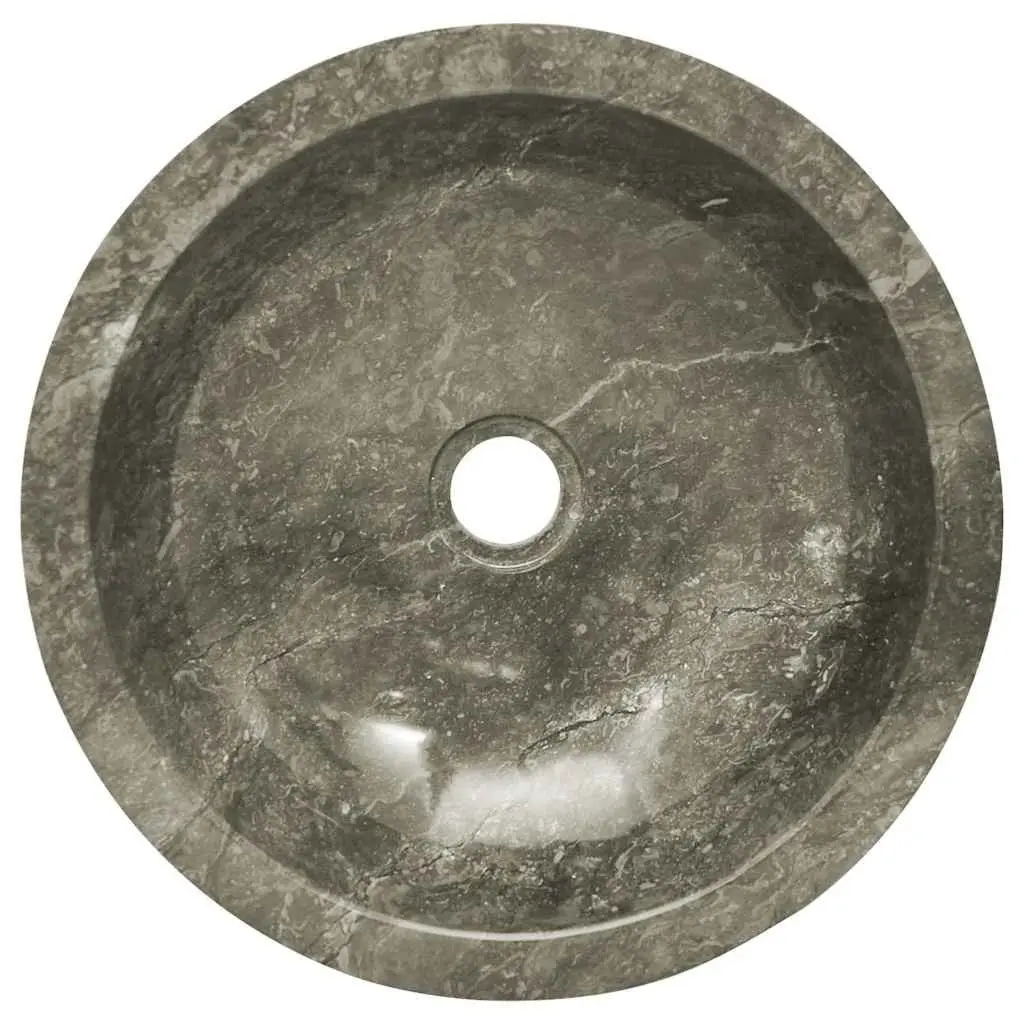 Bathroom Sink Grey Round 40cm Diameter Handmade Natural Stone