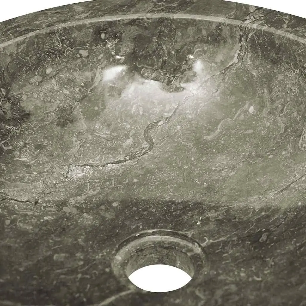 Bathroom Sink Grey Round 40cm Diameter Handmade Natural Stone