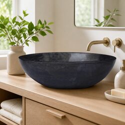 Black Marble Bathroom Basin Sink 53x40x15 cm Handmade Countertop Wash Bowl