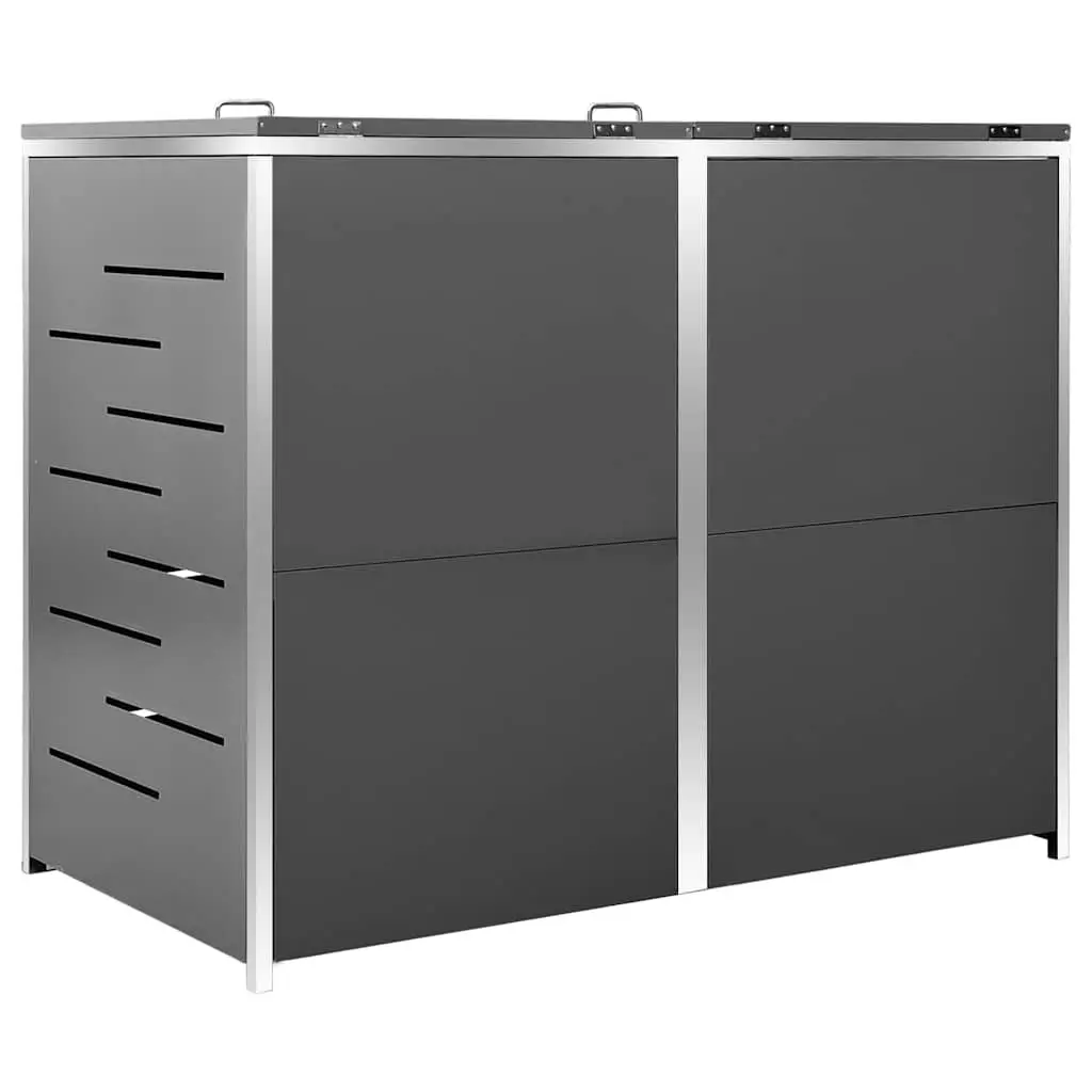 Double Wheelie Bin Shed Anthracite 138x77.5x115cm Sturdy Frame Ventilated Panels