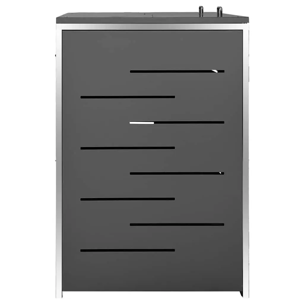 Double Wheelie Bin Shed Anthracite 138x77.5x115cm Sturdy Frame Ventilated Panels