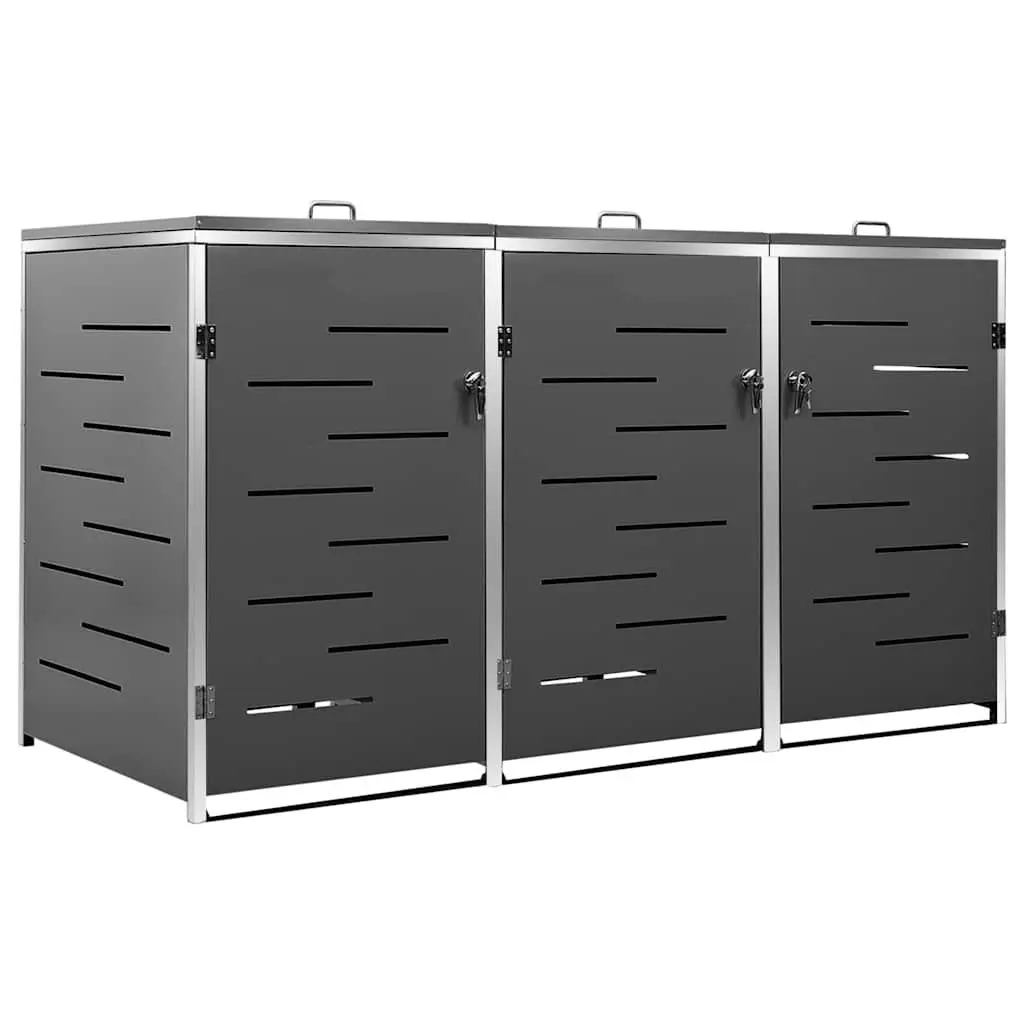 Wheelie Bin Shed Anthracite 207x77.5x115cm Sturdy Frame Ventilation