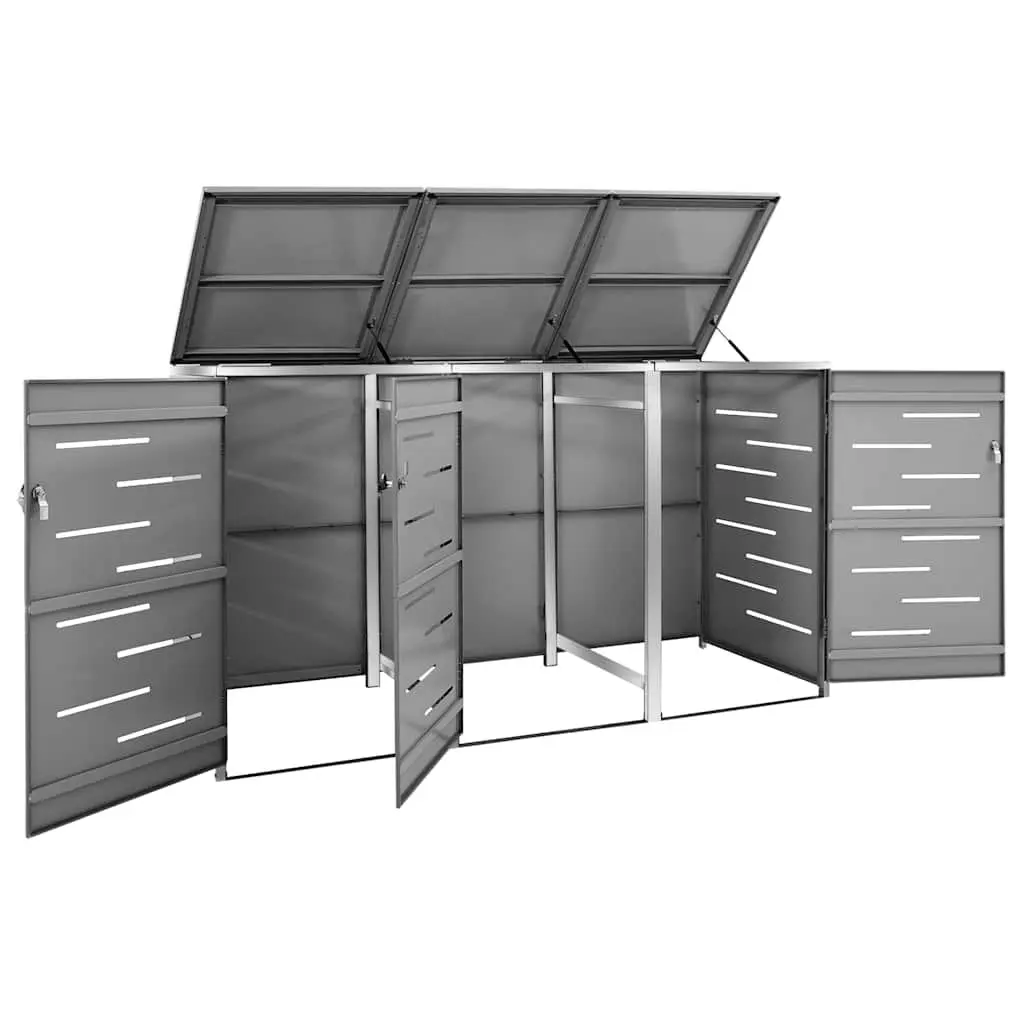 Wheelie Bin Shed Anthracite 207x77.5x115cm Sturdy Frame Ventilation