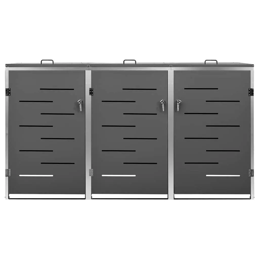 Wheelie Bin Shed Anthracite 207x77.5x115cm Sturdy Frame Ventilation
