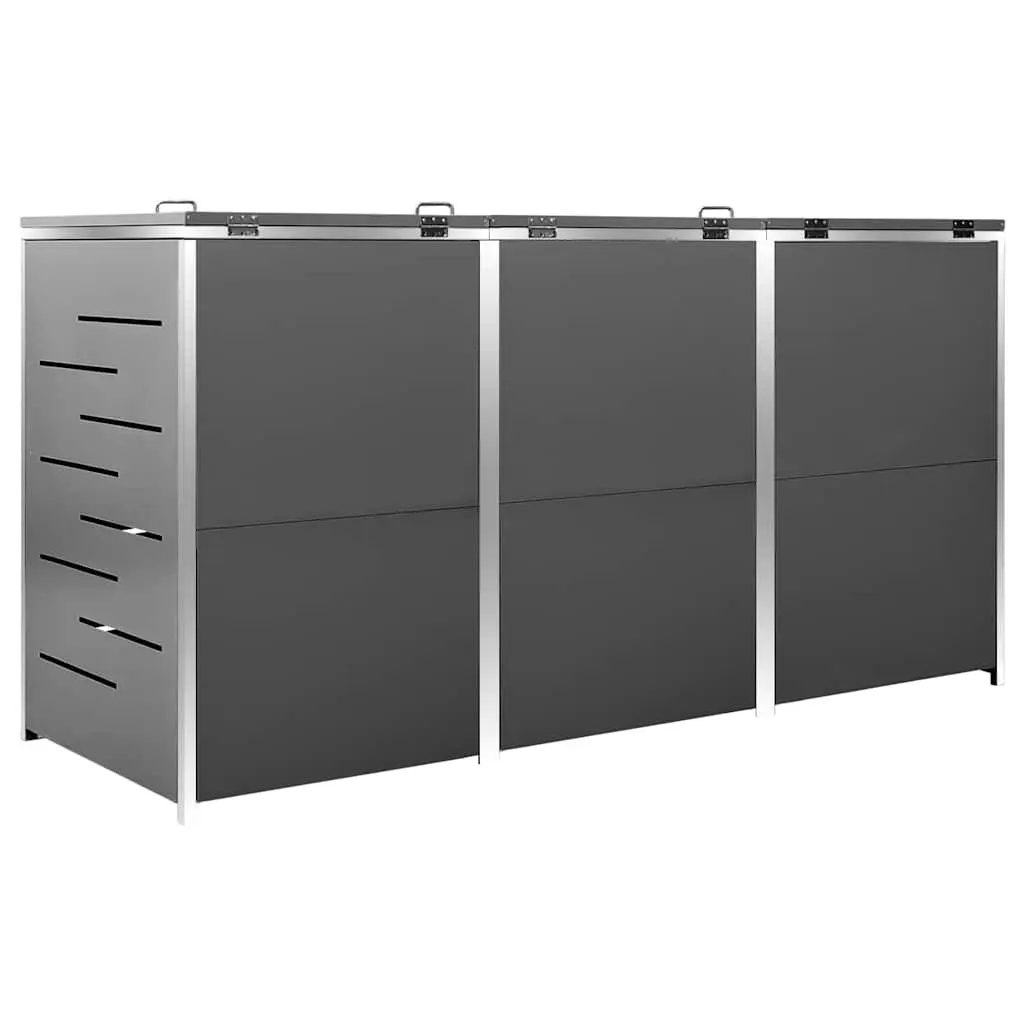 Wheelie Bin Shed Anthracite 207x77.5x115cm Sturdy Frame Ventilation