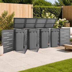 Compact Quadruple Wheelie Bin Shed - Easy Waste Management