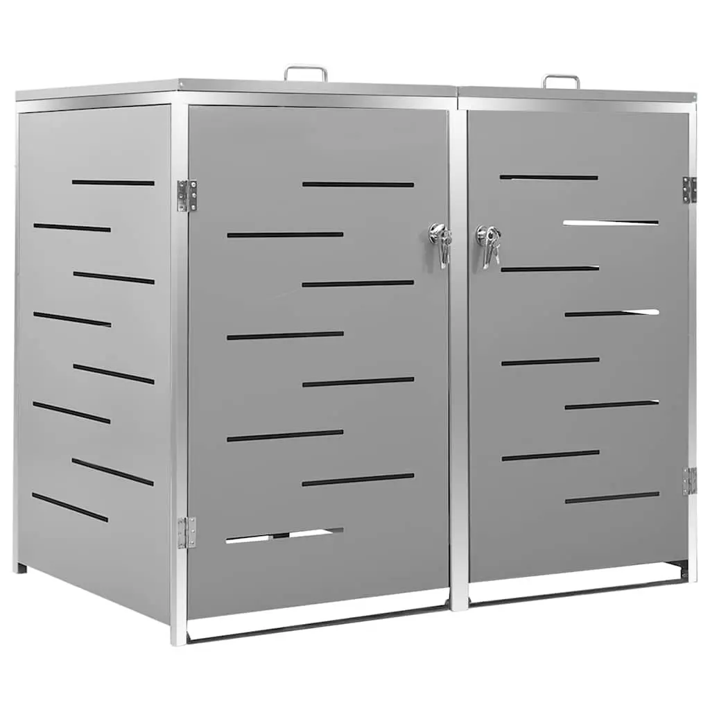 Double Wheelie Bin Shed Garden Waste Container Enclosure Stainless Steel Frame