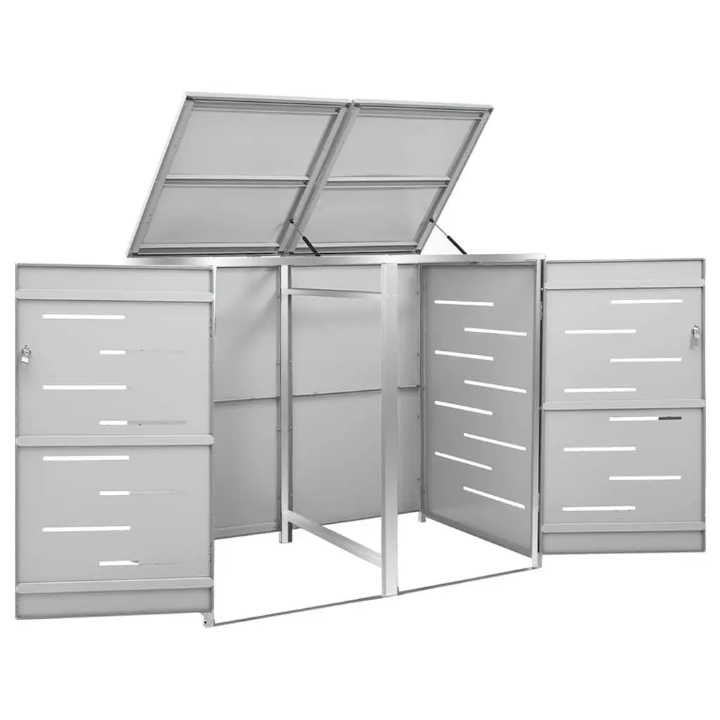 Double Wheelie Bin Shed Garden Waste Container Enclosure Stainless Steel Frame