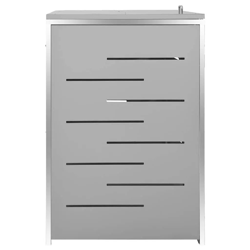 Wheelie Bin Shed Grey 276.5x77.5x115cm Galvanised Steel Construction Locking System