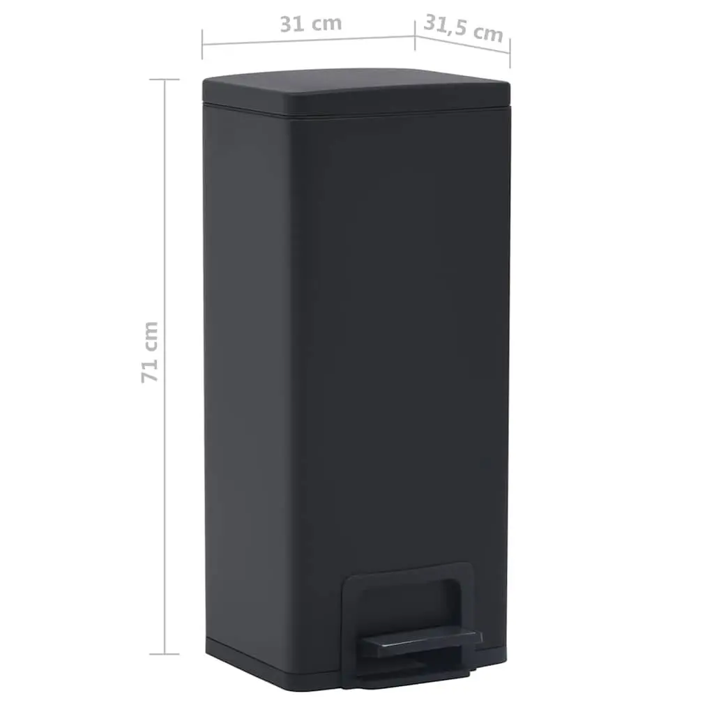 Pedal Dustbin Black 30L Hands-Free Waste Bin Soft Close Lid
