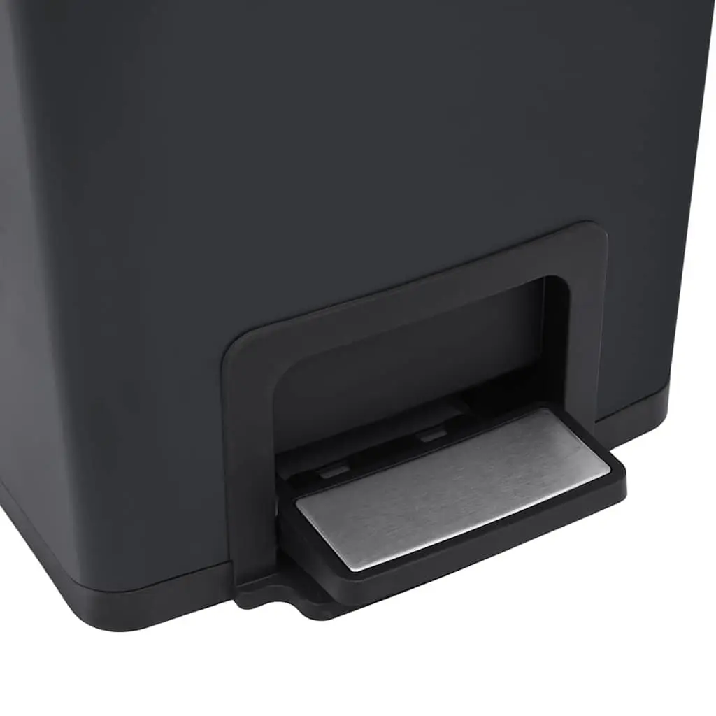 Pedal Dustbin Black 30L Hands-Free Waste Bin Soft Close Lid
