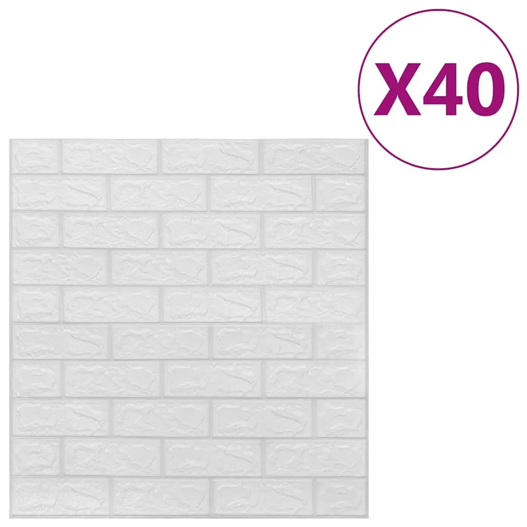3D Brick Wallpaper Self-Adhesive Wall Stickers White 40 pcs Home Decor Panels