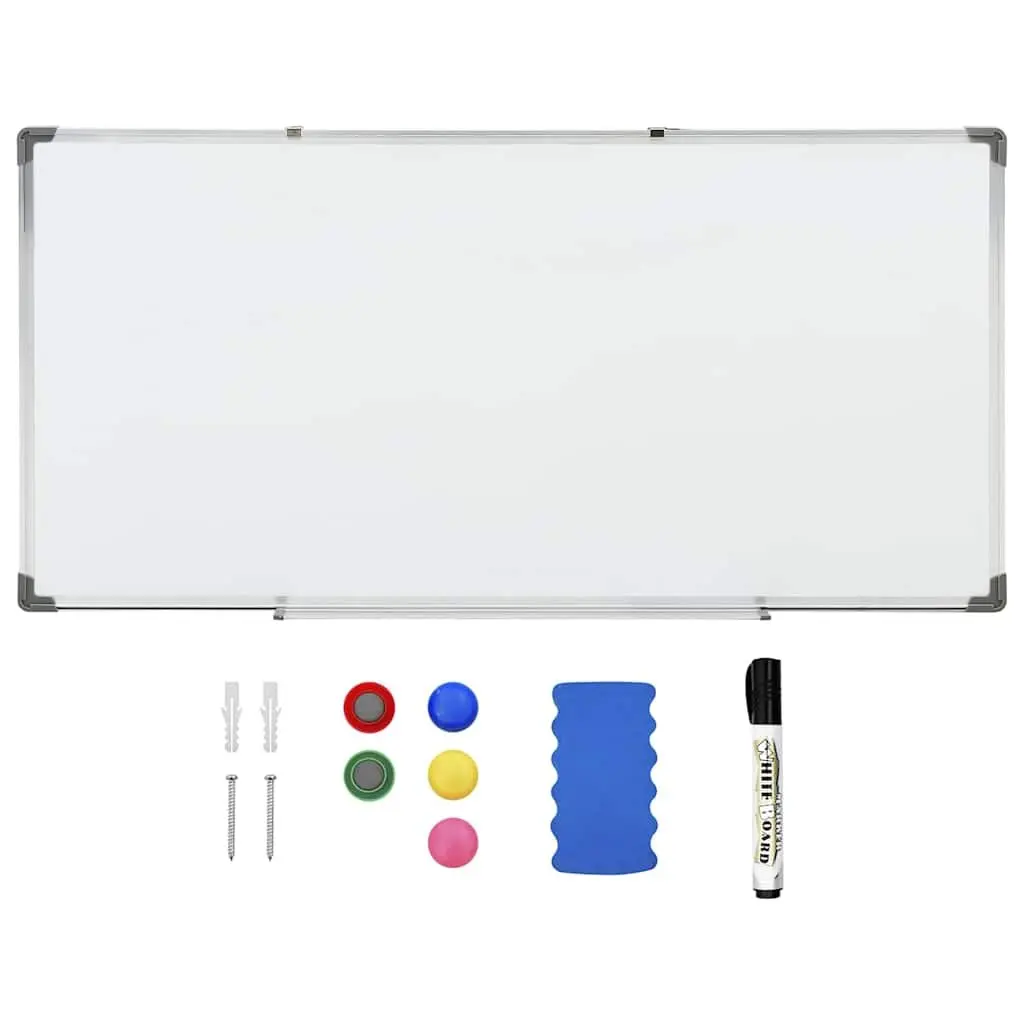 Whiteboard White 110 x 60 cm Wall-Mounted Magnetic Lacquer-Coated Steel Surface