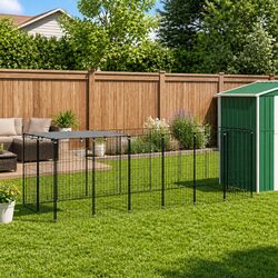 Compact Outdoor Dog Kennel: Steel Wire & Polyethylene Roof
